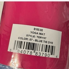 Terez Yoga Pilates Mat Blue Tie Dye 5mm Thick Non Slip Multicolor 24”x64”