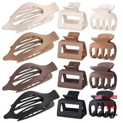12 Pcs Matte Hair Claw Clips for Women – 3 Styles – Neutral Colors – Brown