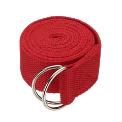 Yoga Strap with Adjustable Metal D Ring Buckle, 5.9ft & Red