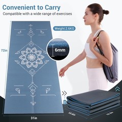 Avoalre Travel Yoga Mat Foldable | 6mm Thick Large 31.5*72*0.24 inch, Blue