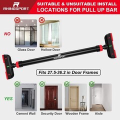 RHINOSPORT Door Pull Up Bar Doorway Chin Up Bar from 69-92 cm (27.1in-36.2in)…