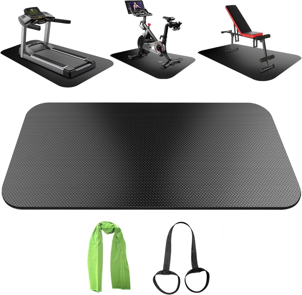 Treadmill Mat,Bike Mat Compatible with Peloton Bike Elliptical Treadmill,Folding