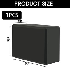 Yoga Block, Latex Free Foam, Beveled Edges, Pilates Stretching Support, Black