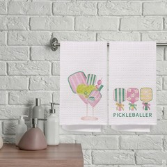 Pickleball Lovers Players Gifts Kitchen Towels 16×24 Inch, Preppy Pink and Gr…