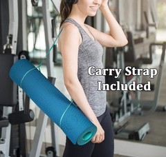 72″x24″x6mm Yoga/Pilates Non-Slip Exercise Mat w/Carrying Strap Ocean Blue