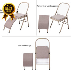 Foldable Yoga Auxiliary Chair with Lumbar Support Resistance Band Purple
