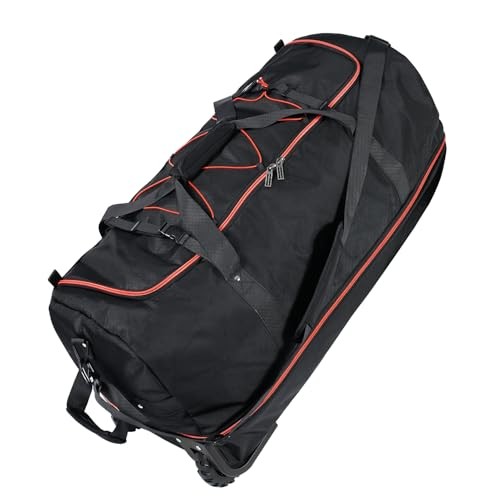110L Expandable to 140L 32” Foldable Oxford Soft-Sided Rolling Duffle Black Red