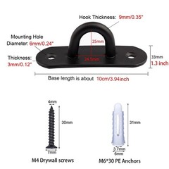 Stainless Steel Heavy Duty Ceiling Hooks with Screws and Plastic Anchors, Wal…