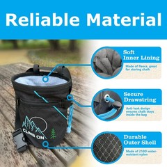 Chalk Bag + Ball for Rock Climbing, Bouldering, Top Rope | Climb Blue