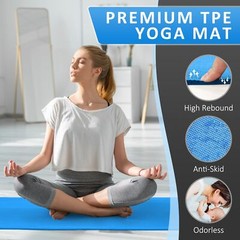 All Purpose 0.25 Inch Thick High Density No Tear Exercise Yoga Mat with Strap…