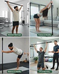5ft Bamboo Yoga Stick for Flexibility & Mobility – Stretching Equipment with 20+