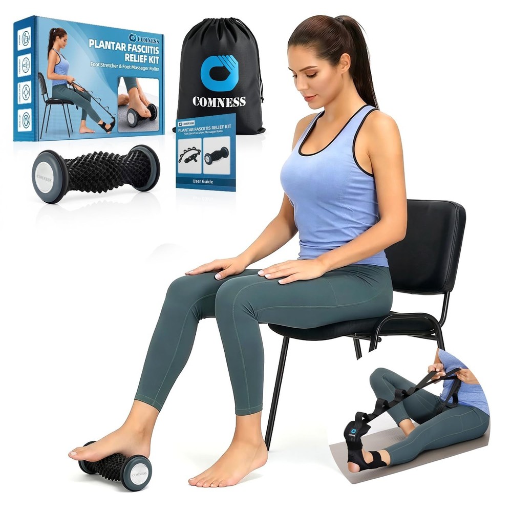 comness Plantar Fasciitis Relief Kit – Foot Stretcher and Foot Massager Ro
