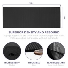 Voyage 5mm Studio Yoga Mats, 6 Pack, 72x24in Black