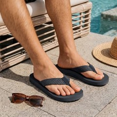 Men’s Arch Support Flip Flops-Comfortable Yoga Mat Orthotic Sandals 11 Black