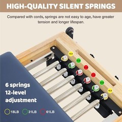 H&ZT Pilates Reformer Machine Oak WoodStudio Grade Pilates Machine for Home Yoga