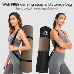 Gruper Thick Yoga Mat Non Slip, Large Size 72″ L 72 x 24 x 0.4 inches, Brown