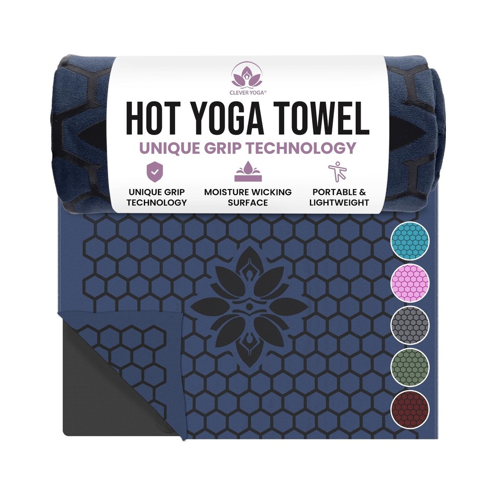 Clever Yoga Hot Yoga Mat Towel – Non-Slip Grip for Hot Yoga, Sweat … Fas