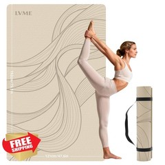 lvme Yoga Mat Cream Extra Wide Thick