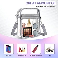 Clear Bag Stadium Approved,Clear Crossbody Purse Bag, with Adjustable Gray