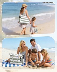 Beach Bags for Women, Large Waterproof Sandproof Beach Tote Bag with Green