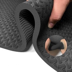 Yoga Mat 1/3 inch (8 mm) thick high-density TPE non-slip Exercise Mat, Black