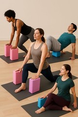10xSport Yoga Blocks 2 Pack with Strap, Non-Slip Foam Support Pink