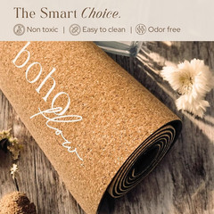 Large Premium Cork Yoga Mat with Non-Slip Grip & Stylish Boho Bag