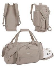 4-IN-1 Gym Bag for Women Men, TSA Lightweight Duffle Bag for A-Light tan