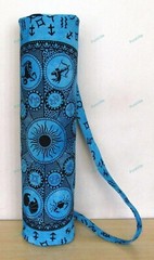 Blue Black Print Yoga Bag Mat Carrier Gym Exercise Cotton Bags With Shoulder