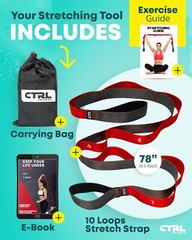 Stretching Strap With Loops – Non Elastic Stretch Band For Physical Therapy, For