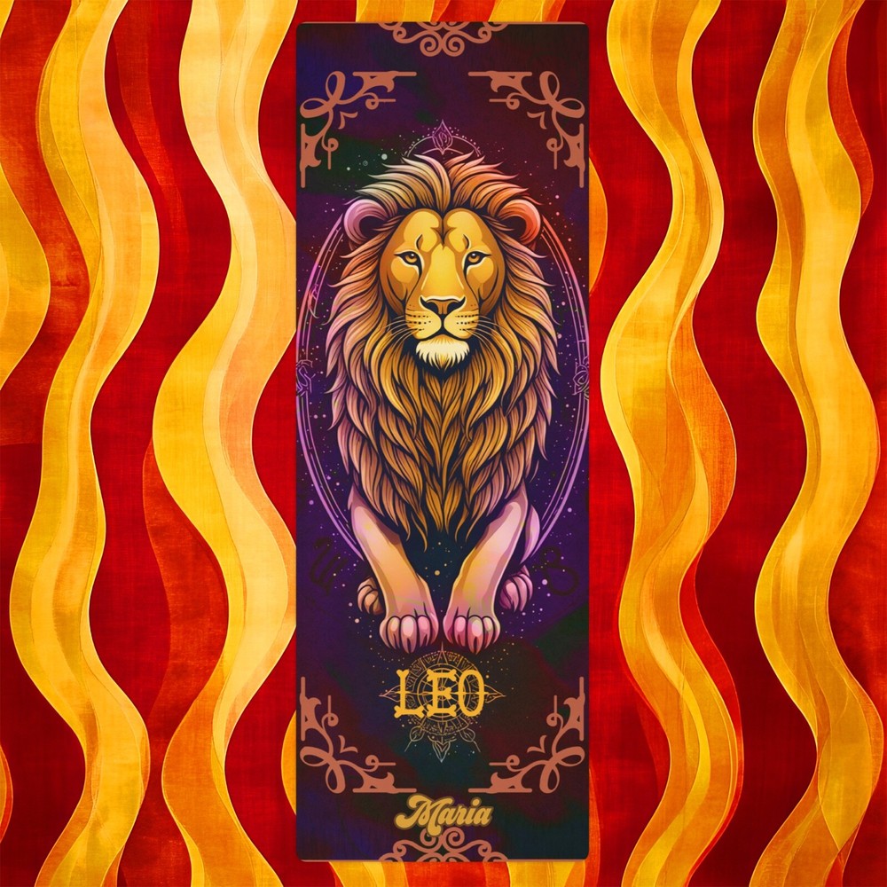 LEO Zodiac Yoga Mat with Strap PERSONALIZED Gift Meditation Decor Astrology Gift