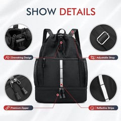 PinCute Drawstring Gym Bag for Men/Women – Mesh Beach Swim Bags Sports Backpa…