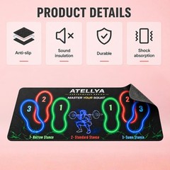 Non-Slip Squat Mat with Foot Position with Number & Color-Coded, 31.5” X