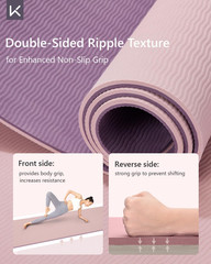 KEEP Yoga Mat 7Mm Thick Non Slip – Extra Cushion TPE Exercise Mat for Home Worko