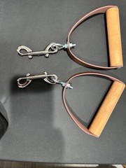 Pilates- Leather Classic wooden swivel grip leather rope