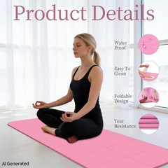 Foldable Yoga Mat with Resistance Band & Sliding Discs, 0.24″ Thick Eco PInk
