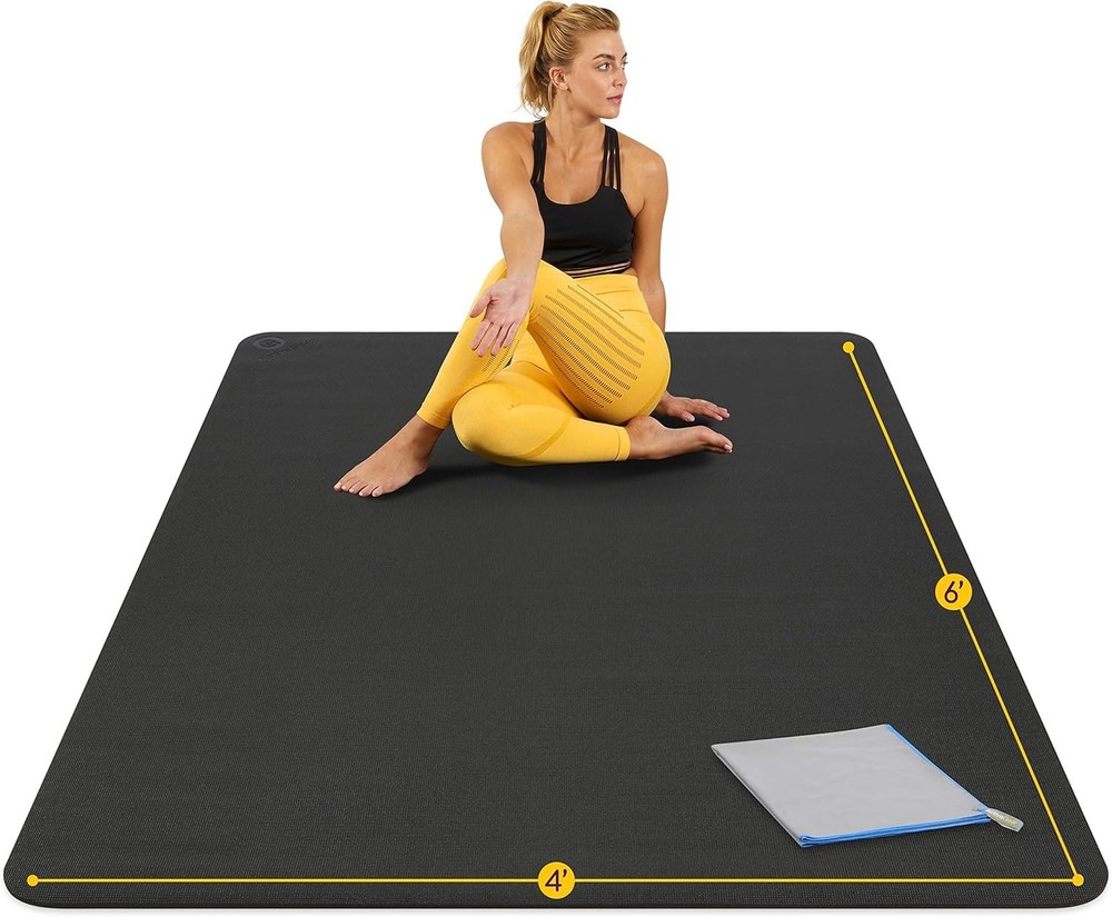 Large Yoga Mat 6’x4’x8mm Extra Thick, Durable, Non-Slip & Odorless Barefoot E…