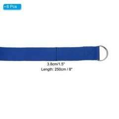 6Pcs 8 Feet Cotton Yoga Strap Belt Stretch Bands with D-Ring Buckle, Navy Blue