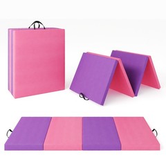 Gymnastics Mat 4-Fold 6x2ft Thick Tumbling Exercise Mat with Handles for Yoga