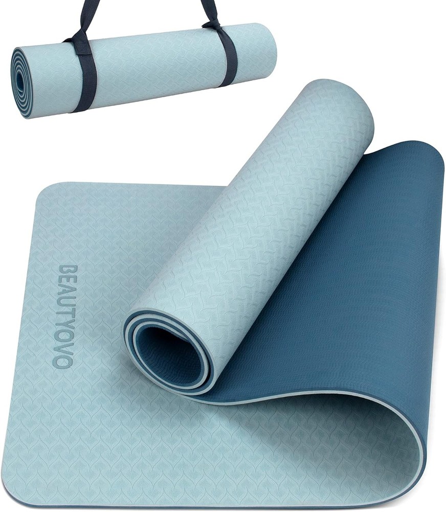 Yoga Mat with Strap, 1/3 Inch Extra Thick Yoga Mat Double-sided Non Slip,