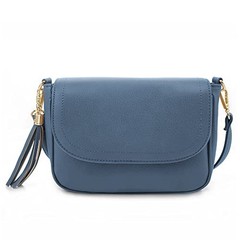 Small Crossbody Bags for Women Trendy Flap Saddle Purses with Tassel Dark Blue