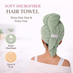 Moogra Beauty Luxury Microfiber Hair Towel Wrap for Women X Large, Sage Green