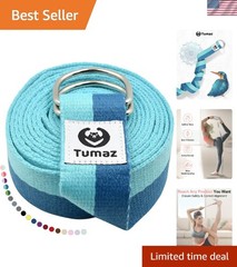 Yoga Strap for Stretching with Adjustable D-Ring – Soft Cotton Blend, 6/8/10 ft