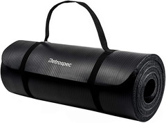 Retrospec Solana Yoga Mat 1/2″ & 1″ Thick w/ Nylon Strap for Men & Women – Non S