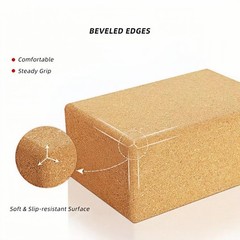 Cork Yoga Block Lightweight Pilates Tool for Home Gym & Travel Workouts