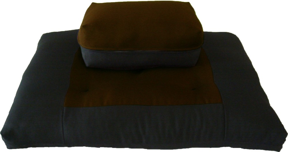 Zafu Zabuton Meditation Yoga Posture Exercise Cushion, Sit Kneel Brown/Black