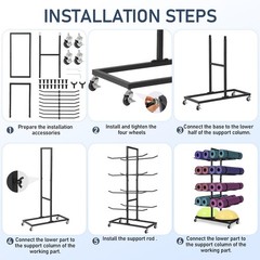 DNYLHRLZ 4 Tier Double Sided Matte Black Metal Yoga Mat Holder,Yoga Mat Stora…