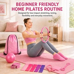 Pilates Kit for Women, 13 Piece Home Workout Starter Set with 14 Inch Ring, M…