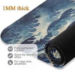 Japanese Waves Yoga Mat for Women Men 71″ x 26″ Non Slip Exercise & Fitness M…