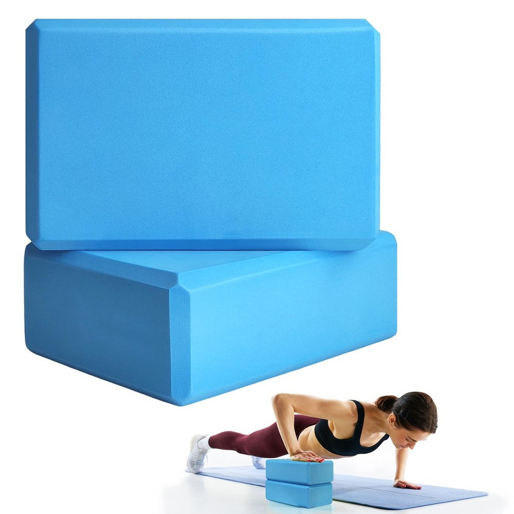 2 Pcs Yoga Blocks, 9″x6″x3″ Foam Blocks Yoga Props for Pilates Stretching and…
